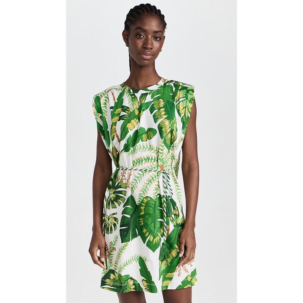 FARM Rio Tropical Forest Mini T-Shirt Dress Size S Tassel Belt Vacation Resort